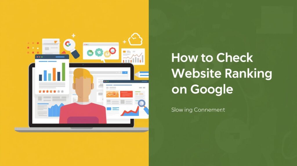 Person checking website ranking on Google using free SEO tools on laptop