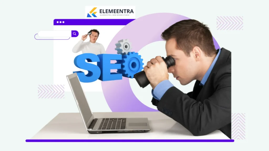 Illustration showing SEO strategy, website ranking growth, and search optimization for beginners in 2025