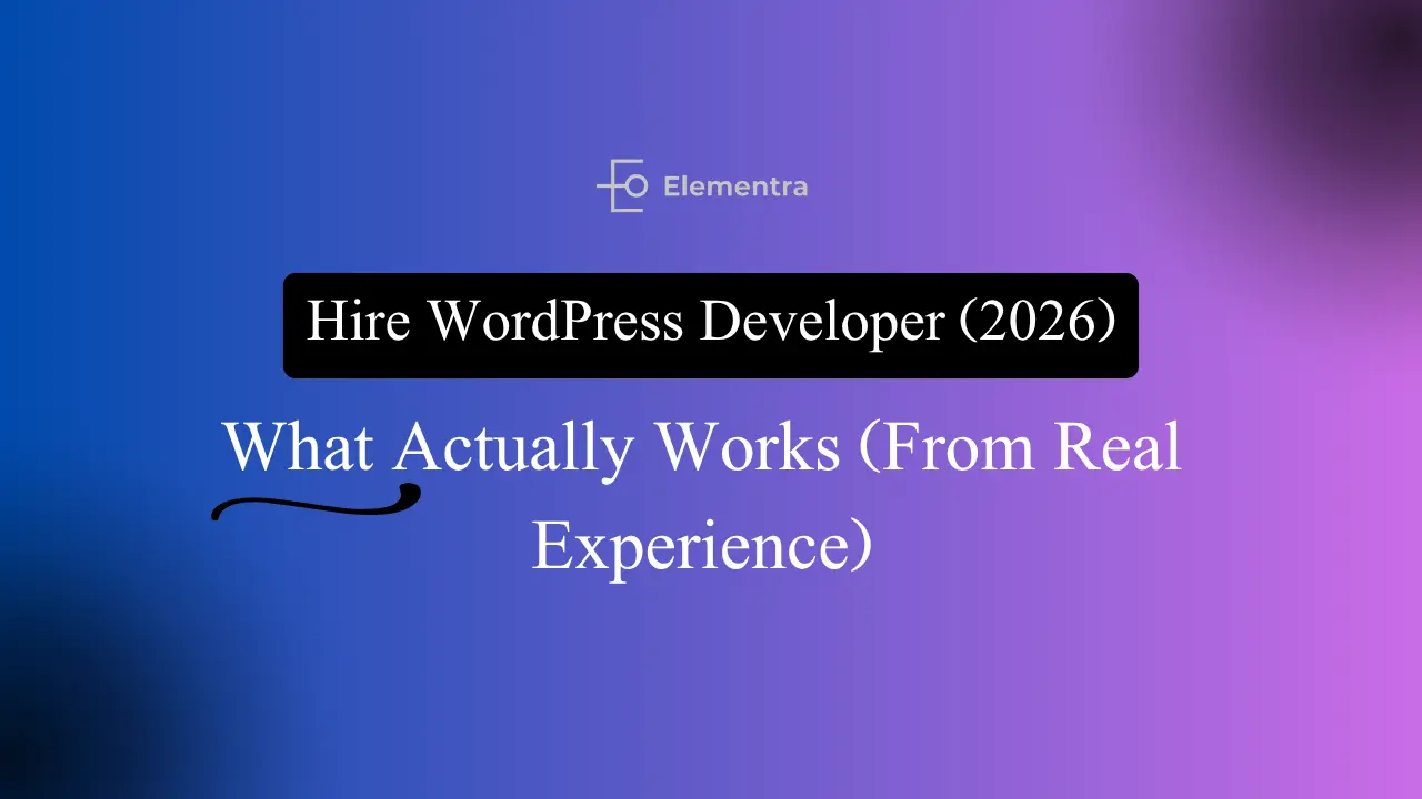 Hire WordPress Developer 2026 guide showing modern website development and performance optimization